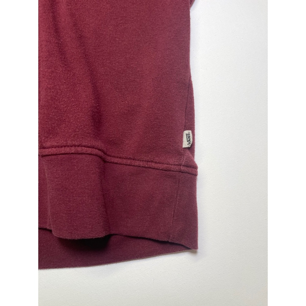 Vans Burgundy Maroon Script Logo Cropped Hoodie Skater Y2K Womens Small 039 - Picture 3 of 9